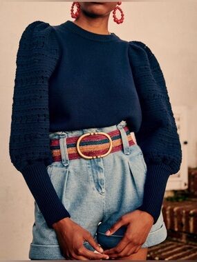 Sezane Orion Navy Wool-Knit Jumper